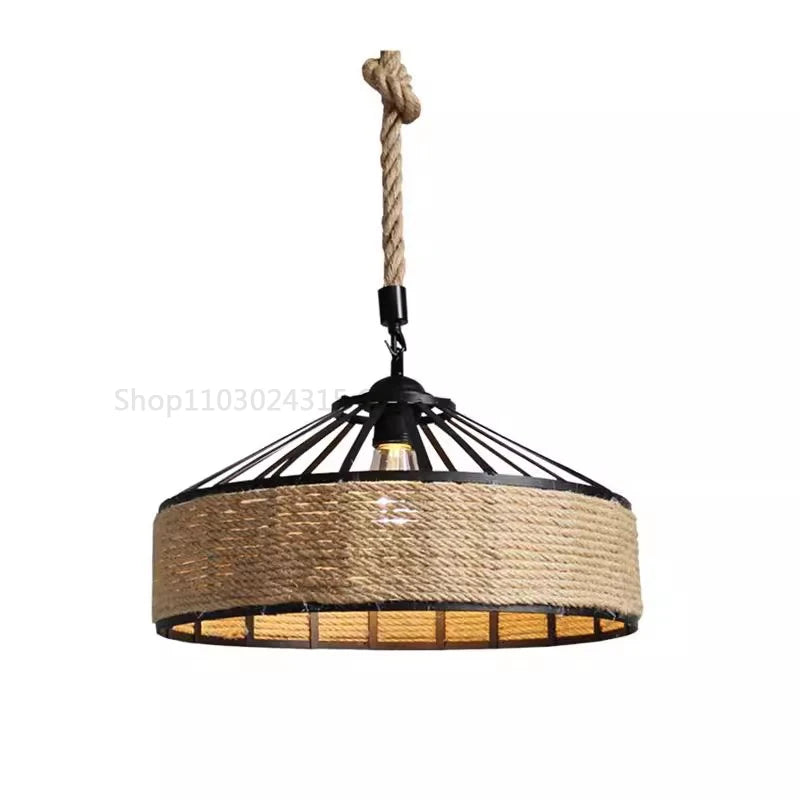 Classical Hemp Rope Pendant Lamp Retro Hanging Chandelier Industrial Iron Ceiling Light Dining Room Living Room Kitchen Cafe Bar Vintage Antique Lighting Fixture Rustic Farmhouse Home Decor E27 Bulb Decorative Indoor Lighting Wholesale