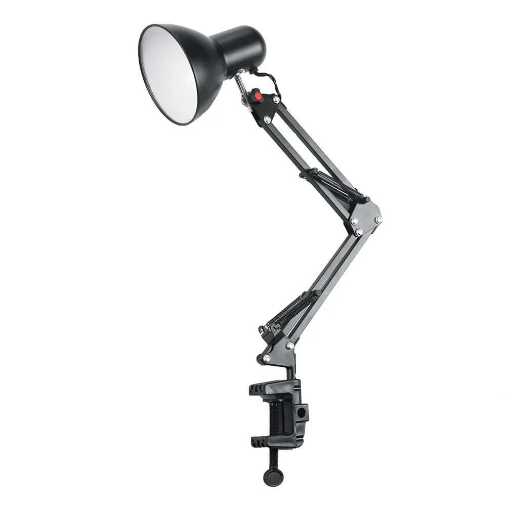 Swing Arm Clamp Lamp EU US Plug Desk Light Flexible E27 E26 Bulb 85-265V Office Studio Lighting for Study Bedside Bedroom