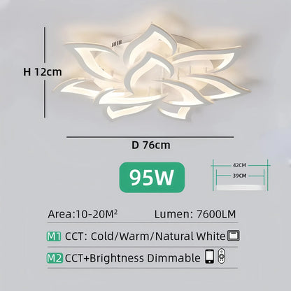 Nexus Nordic Minimalist Ceiling Light With Remote Control Living Room Modern Creative Petal Design Ceiling Lamp Fixture Bedroom