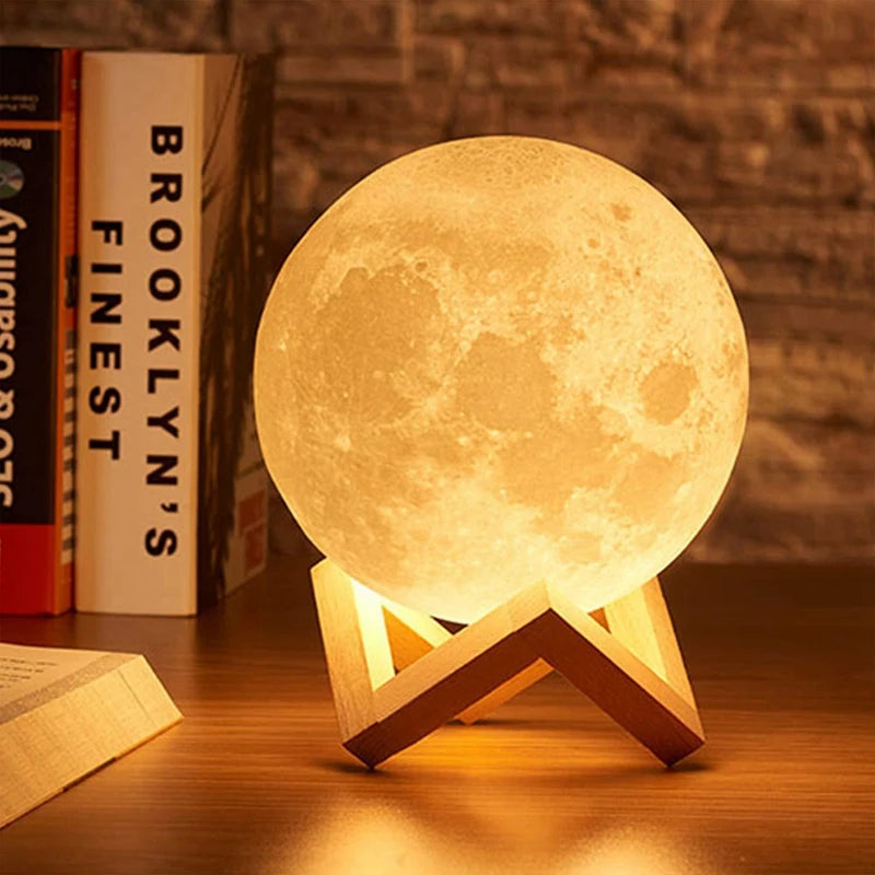 LED Moon Lamp Book Light Galaxy Night Light Luxury Bedroom Decor Lamp Bedside Table Desk Lamp Kids Girls Boys Children Gift Warm Light USB Rechargeable Home Indoor Lighting Romantic Starry Sky Moonlight Wholesale