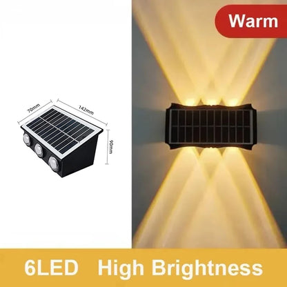 Luxury Outdoor Solar Wall Lamp Waterproof LED Up Down Light Solar Powered Garden Balcony Patio Porch Fence Yard Landscape Wall Sconce Exterior Decorative Lighting Dusk to Dawn Wireless IP65 Modern Home Outdoor Lamp Wholesale OEM Supplier