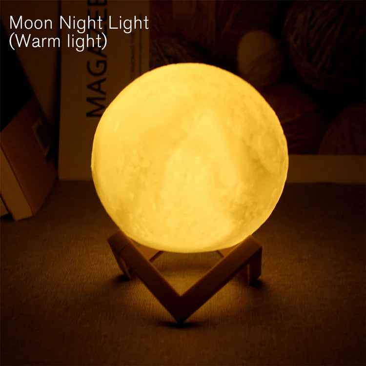 LED Moon Lamp Book Light Galaxy Night Light Luxury Bedroom Decor Lamp Bedside Table Desk Lamp Kids Girls Boys Children Gift Warm Light USB Rechargeable Home Indoor Lighting Romantic Starry Sky Moonlight Wholesale