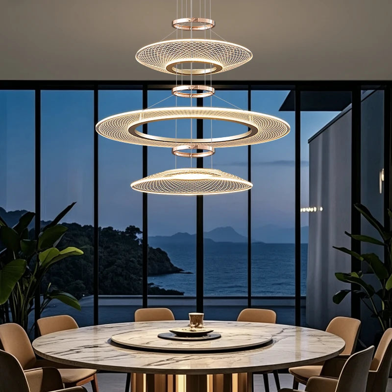 Modern Living Room Pendant Light Duplex Staircase Chandelier Villa Hanging Lamp Dining Table Ceiling Light Luxury LED Pendant Fixture Home Decor Indoor Lighting High Ceiling Lamp Hotel Restaurant Decoration Nordic Style Designer Lighting Wholesale