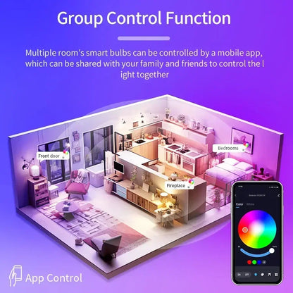 E27 Smart LED Bulb Bluetooth WiFi RGB Light Bulb 9W 15W 18W Tuya Smart Life APP Control Color Changing Lamp 220V Energy Saving Ceiling Light Remote Control Voice Control Bedroom Home Decor Night Light Group Control Intelligent Lighting Wholesale