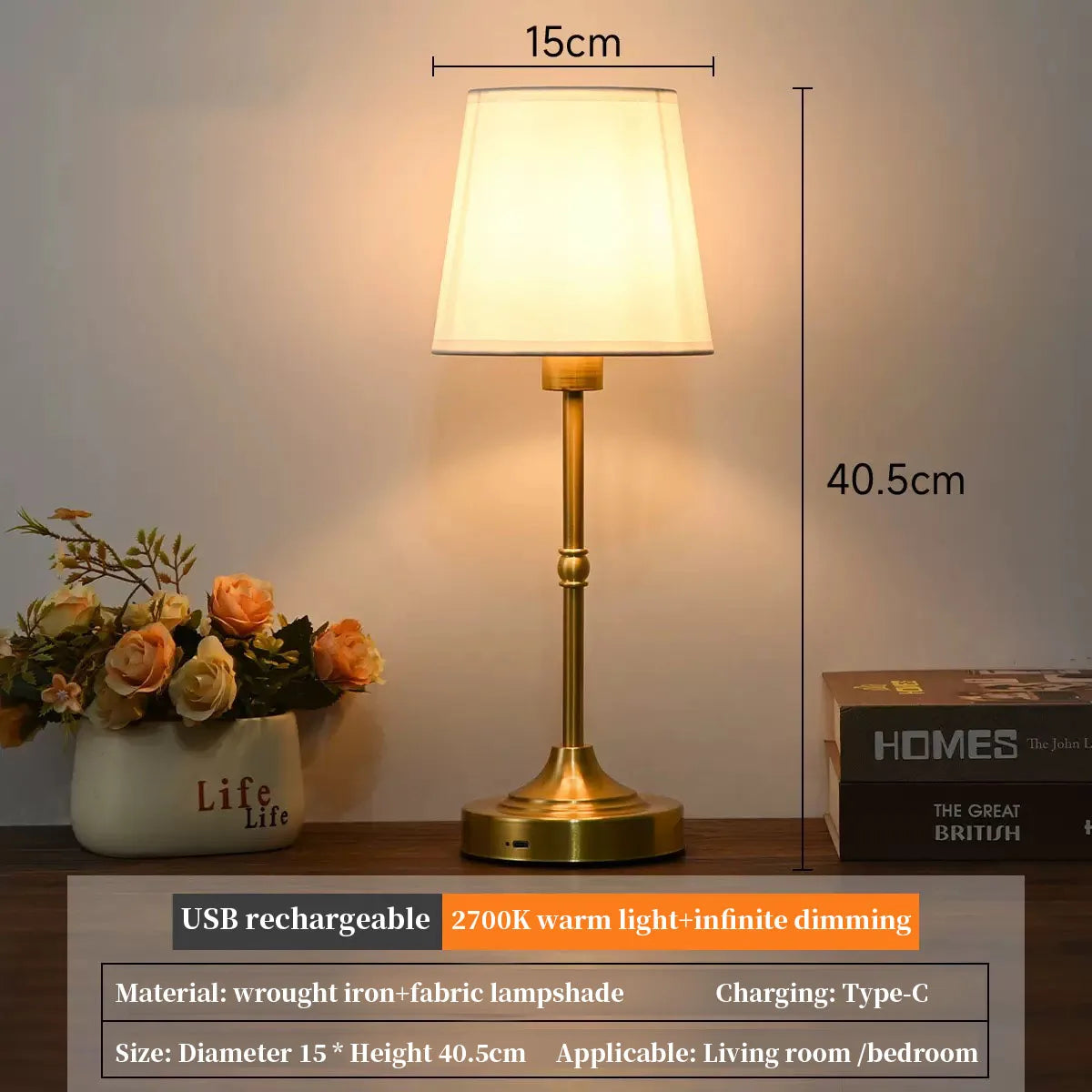 Cordless Table Lamp Rechargeable Battery LED Lamp 3 Level Dimmable Fabric Touch Bedside Light Bedroom Living Room Desk Nightstand Lamp Wireless Portable Reading Light Home Decor Ambient Lighting Modern Minimalist Indoor Lamp Wholesale