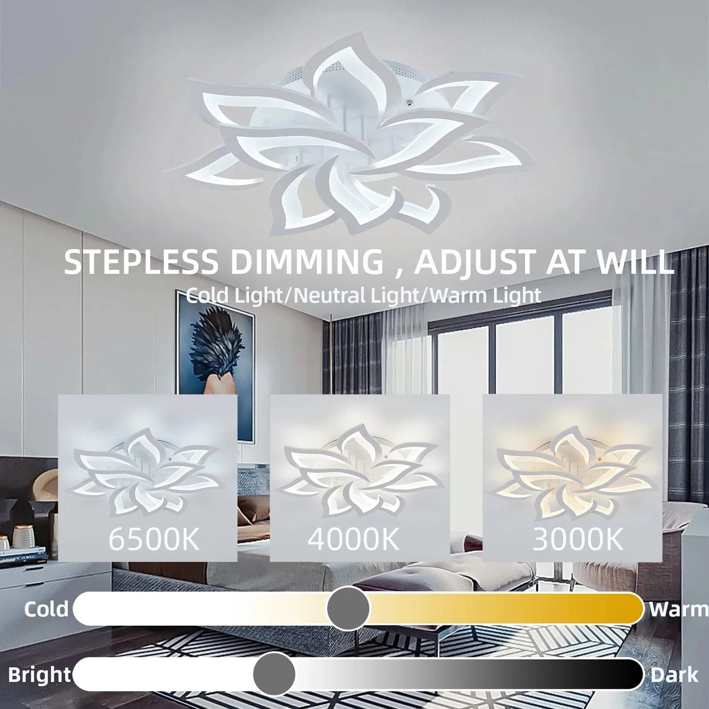 Nexus Nordic Minimalist Ceiling Light With Remote Control Living Room Modern Creative Petal Design Ceiling Lamp Fixture Bedroom