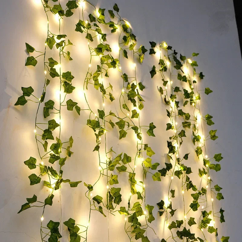 Green Leaf String Lights Ivy Leaf Fairy Lights LED Garland Vine Lights Bedroom Wall Decor Party Wedding Birthday Christmas Valentine's Day Festival Home Decoration Indoor Outdoor Ambient Lighting Battery USB Powered Wholesale