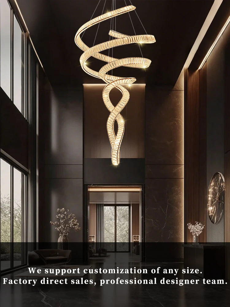 Nordic Crystal Chandelier Modern Pendant Light Luxury Hanging Lamp Living Room Lobby Duplex Loft Villa Hall High Ceiling Lighting Dining Room Home Decor Scandinavian Designer Lamp LED Ceiling Fixture Indoor Decorative Lighting Hotel Wholesale