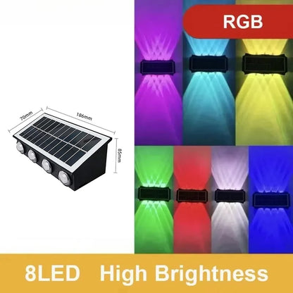 Luxury Outdoor Solar Wall Lamp Waterproof LED Up Down Light Solar Powered Garden Balcony Patio Porch Fence Yard Landscape Wall Sconce Exterior Decorative Lighting Dusk to Dawn Wireless IP65 Modern Home Outdoor Lamp Wholesale OEM Supplier