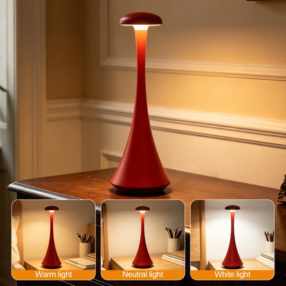 Mushroom Table Lamp Rechargeable Wireless Touch Lamp Creative Desk Lamp USB-C Desk Lamp Bedroom Atmosphere Light