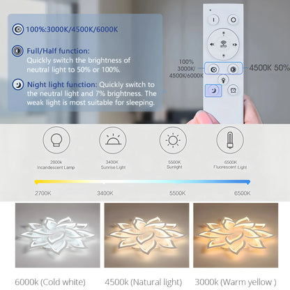 Nexus Nordic Minimalist Ceiling Light With Remote Control Living Room Modern Creative Petal Design Ceiling Lamp Fixture Bedroom
