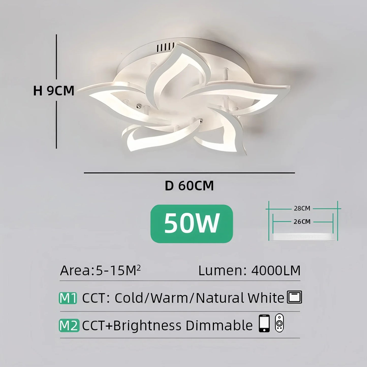 Nexus Nordic Minimalist Ceiling Light With Remote Control Living Room Modern Creative Petal Design Ceiling Lamp Fixture Bedroom