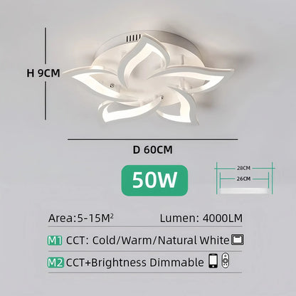 Nexus Nordic Minimalist Ceiling Light With Remote Control Living Room Modern Creative Petal Design Ceiling Lamp Fixture Bedroom