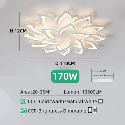 Nexus Nordic Minimalist Ceiling Light With Remote Control Living Room Modern Creative Petal Design Ceiling Lamp Fixture Bedroom