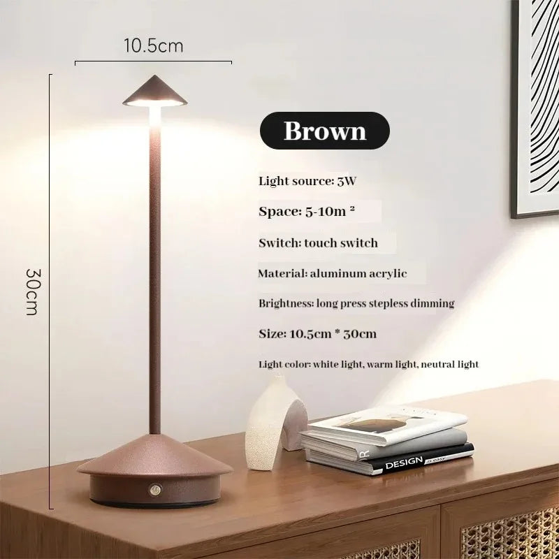 3-Color Dimmable Table Lamp LED Desk Light Touch Control Night Lamp Bedroom Bedside Lamp Rechargeable Reading Light Modern Minimalist Home Decor Ambient Lighting Office Study Room Lamp Portable Indoor Lighting Gift Wholesale