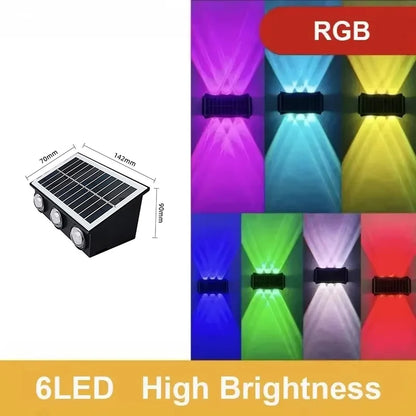 Luxury Outdoor Solar Wall Lamp Waterproof LED Up Down Light Solar Powered Garden Balcony Patio Porch Fence Yard Landscape Wall Sconce Exterior Decorative Lighting Dusk to Dawn Wireless IP65 Modern Home Outdoor Lamp Wholesale OEM Supplier