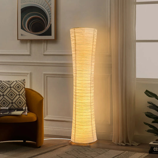 Three Color LED Floor Lamp Adjustable Paper Lampshade Cylindrical Corner Standing Lamp Timing Light Bedroom Office Living Room Reading Lamp Modern Minimalist Home Decor Indoor Lighting Ambient Light Decorative Floor Fixture Wholesale