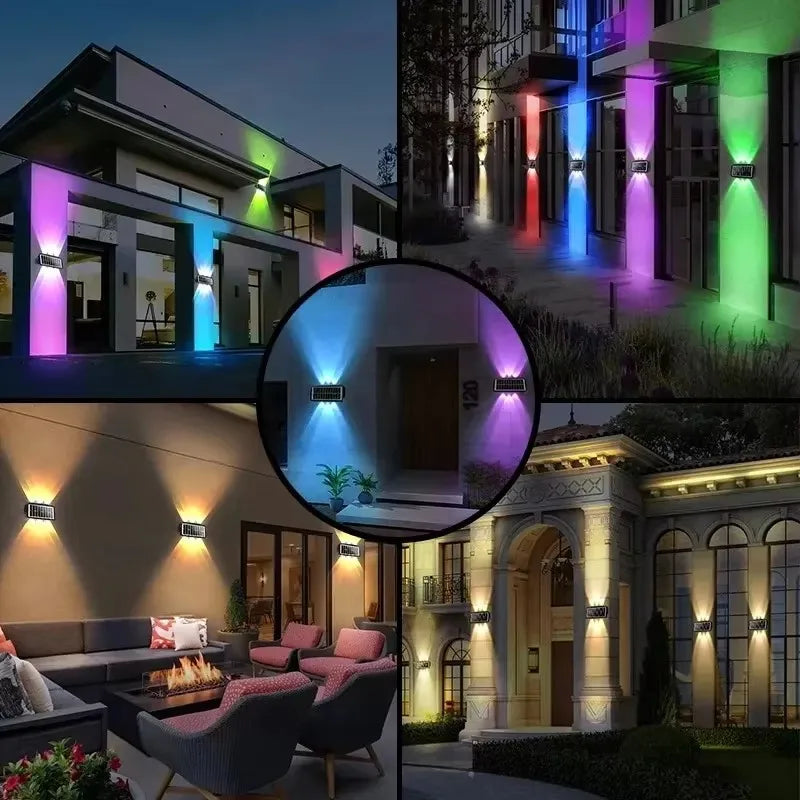 Luxury Outdoor Solar Wall Lamp Waterproof LED Up Down Light Solar Powered Garden Balcony Patio Porch Fence Yard Landscape Wall Sconce Exterior Decorative Lighting Dusk to Dawn Wireless IP65 Modern Home Outdoor Lamp Wholesale OEM Supplier