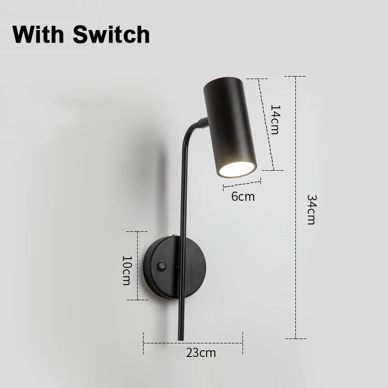 Rotatable Hotel Bedroom Wall Lamp E27 LED Reading Light Iron Frame Plastic Shade Wall Sconce With Switch Modern Home Decor Indoor Lighting Bedside Lamp Living Room Corridor Staircase Fixture Minimalist Decorative Lighting Wholesale