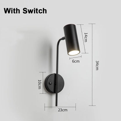 Rotatable Hotel Bedroom Wall Lamp E27 LED Reading Light Iron Frame Plastic Shade Wall Sconce With Switch Modern Home Decor Indoor Lighting Bedside Lamp Living Room Corridor Staircase Fixture Minimalist Decorative Lighting Wholesale