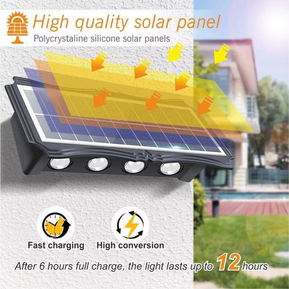 Luxury Outdoor Solar Wall Lamp Waterproof LED Up Down Light Solar Powered Garden Balcony Patio Porch Fence Yard Landscape Wall Sconce Exterior Decorative Lighting Dusk to Dawn Wireless IP65 Modern Home Outdoor Lamp Wholesale OEM Supplier