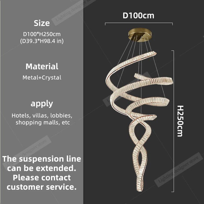 Nordic Crystal Chandelier Modern Pendant Light Luxury Hanging Lamp Living Room Lobby Duplex Loft Villa Hall High Ceiling Lighting Dining Room Home Decor Scandinavian Designer Lamp LED Ceiling Fixture Indoor Decorative Lighting Hotel Wholesale