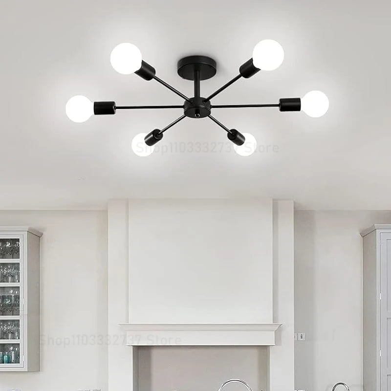 Modern Black Chandelier Restaurant Ceiling Light Iron E27 Pendant Lamp Living Room Dining Room Hanging Light Luxury Home Decor Industrial Nordic Ceiling Fixture Kitchen Cafe Hotel Villa Indoor Lighting Wholesale