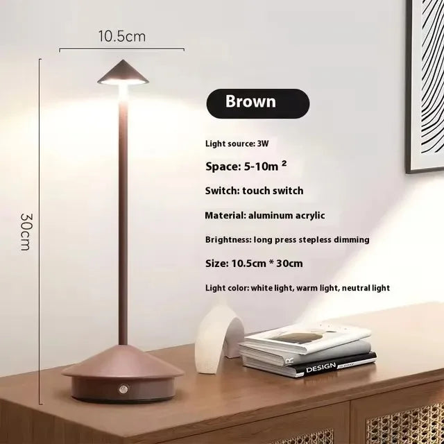3-Color Dimmable Table Lamp LED Desk Light Touch Control Night Lamp Bedroom Bedside Lamp Rechargeable Reading Light Modern Minimalist Home Decor Ambient Lighting Office Study Room Lamp Portable Indoor Lighting Gift Wholesale