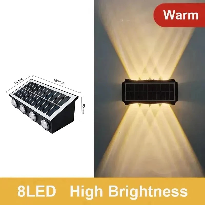 Luxury Outdoor Solar Wall Lamp Waterproof LED Up Down Light Solar Powered Garden Balcony Patio Porch Fence Yard Landscape Wall Sconce Exterior Decorative Lighting Dusk to Dawn Wireless IP65 Modern Home Outdoor Lamp Wholesale OEM Supplier
