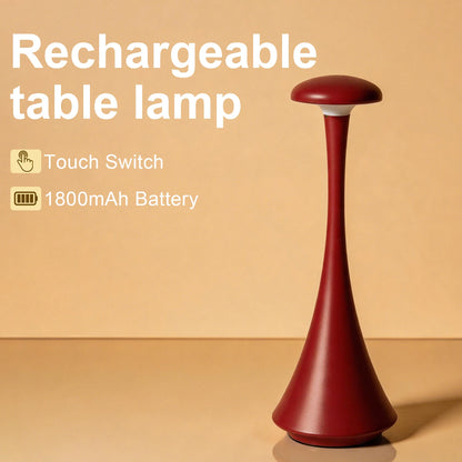 Mushroom Table Lamp Rechargeable Wireless Touch Lamp Creative Desk Lamp USB-C Desk Lamp Bedroom Atmosphere Light