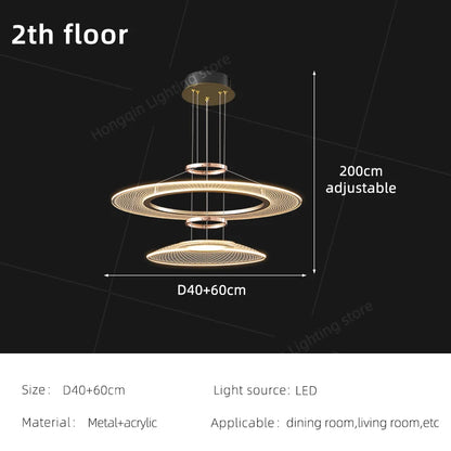 Modern Living Room Pendant Light Duplex Staircase Chandelier Villa Hanging Lamp Dining Table Ceiling Light Luxury LED Pendant Fixture Home Decor Indoor Lighting High Ceiling Lamp Hotel Restaurant Decoration Nordic Style Designer Lighting Wholesale