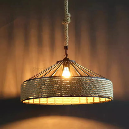 Classical Hemp Rope Pendant Lamp Retro Hanging Chandelier Industrial Iron Ceiling Light Dining Room Living Room Kitchen Cafe Bar Vintage Antique Lighting Fixture Rustic Farmhouse Home Decor E27 Bulb Decorative Indoor Lighting Wholesale