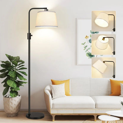 Black Modern Arc Floor Lamp Dimmable Tall Standing Lamp Linen Lampshade 1000 Lumen LED Edison Bulb Living Room Bedroom Office Dining Room Reading Light Home Decor Minimalist Indoor Lighting Contemporary Standing Lamp Wholesale