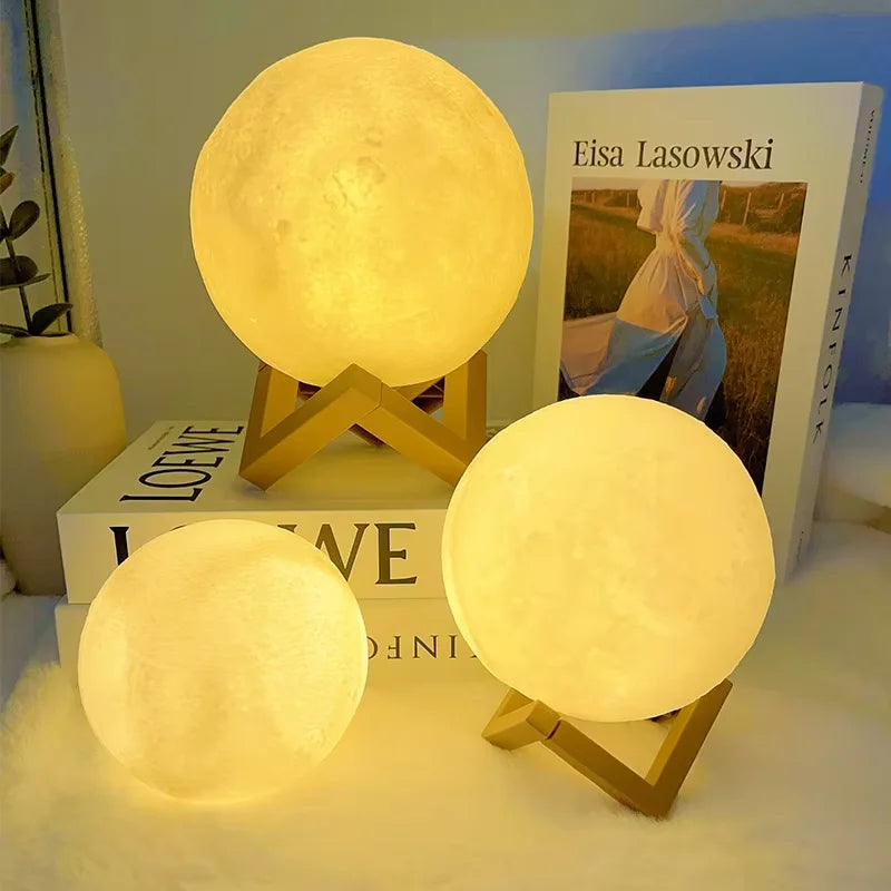 LED Moon Lamp Book Light Galaxy Night Light Luxury Bedroom Decor Lamp Bedside Table Desk Lamp Kids Girls Boys Children Gift Warm Light USB Rechargeable Home Indoor Lighting Romantic Starry Sky Moonlight Wholesale