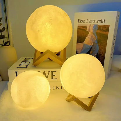 LED Moon Lamp Book Light Galaxy Night Light Luxury Bedroom Decor Lamp Bedside Table Desk Lamp Kids Girls Boys Children Gift Warm Light USB Rechargeable Home Indoor Lighting Romantic Starry Sky Moonlight Wholesale