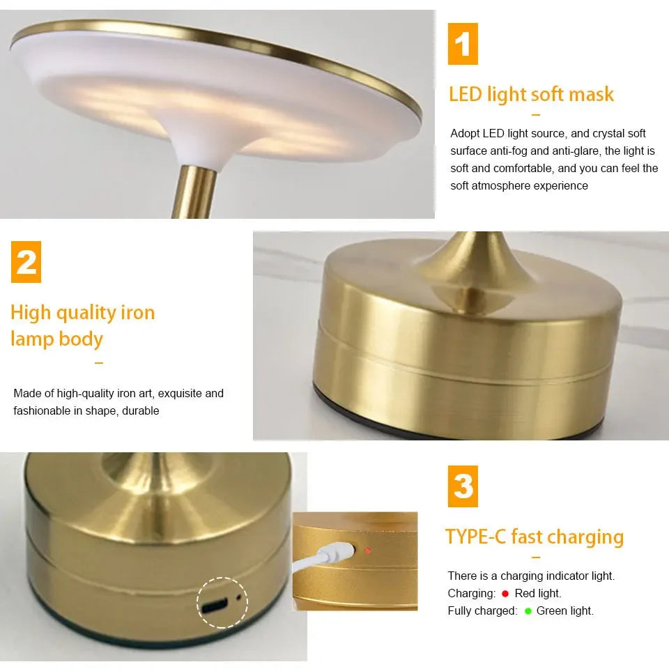 Rechargeable Touch Bedside Lamp LED Night Light Dimmable Table Lamp Wireless Desk Lamp Bedroom Reading Light USB Charging Portable Ambient Lighting Home Decor Modern Minimalist Lamp Kids Room Study Room Gift Indoor Lighting Wholesale