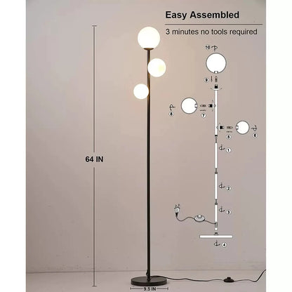 220V LED Floor Lamp Modern Round Ball Standing Lamp E27 Bulb Fixture Living Room Sofa Side Light Bedroom Bedside Lamp Minimalist Home Decor Decorative Lighting Nordic Style Luxury Corner Lamp Indoor Lighting Hotel Villa Decoration Wholesale