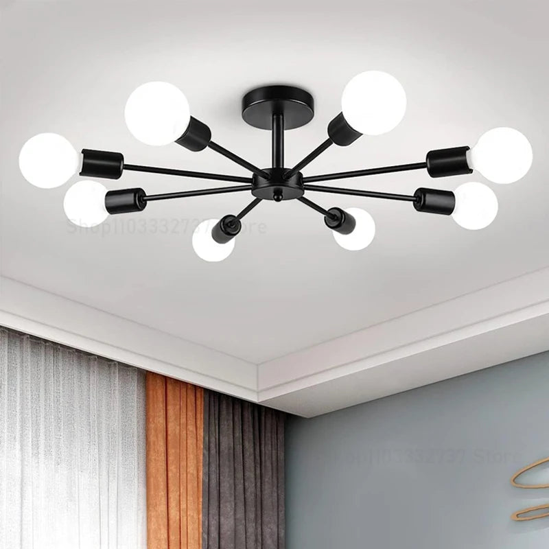 Modern Black Chandelier Restaurant Ceiling Light Iron E27 Pendant Lamp Living Room Dining Room Hanging Light Luxury Home Decor Industrial Nordic Ceiling Fixture Kitchen Cafe Hotel Villa Indoor Lighting Wholesale