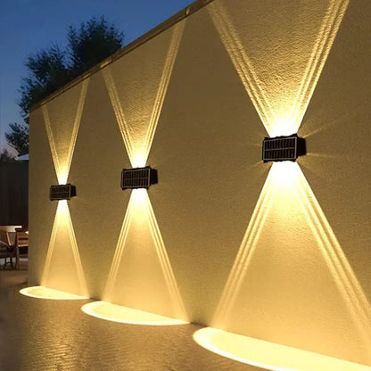 Luxury Outdoor Solar Wall Lamp Waterproof LED Up Down Light Solar Powered Garden Balcony Patio Porch Fence Yard Landscape Wall Sconce Exterior Decorative Lighting Dusk to Dawn Wireless IP65 Modern Home Outdoor Lamp Wholesale OEM Supplier