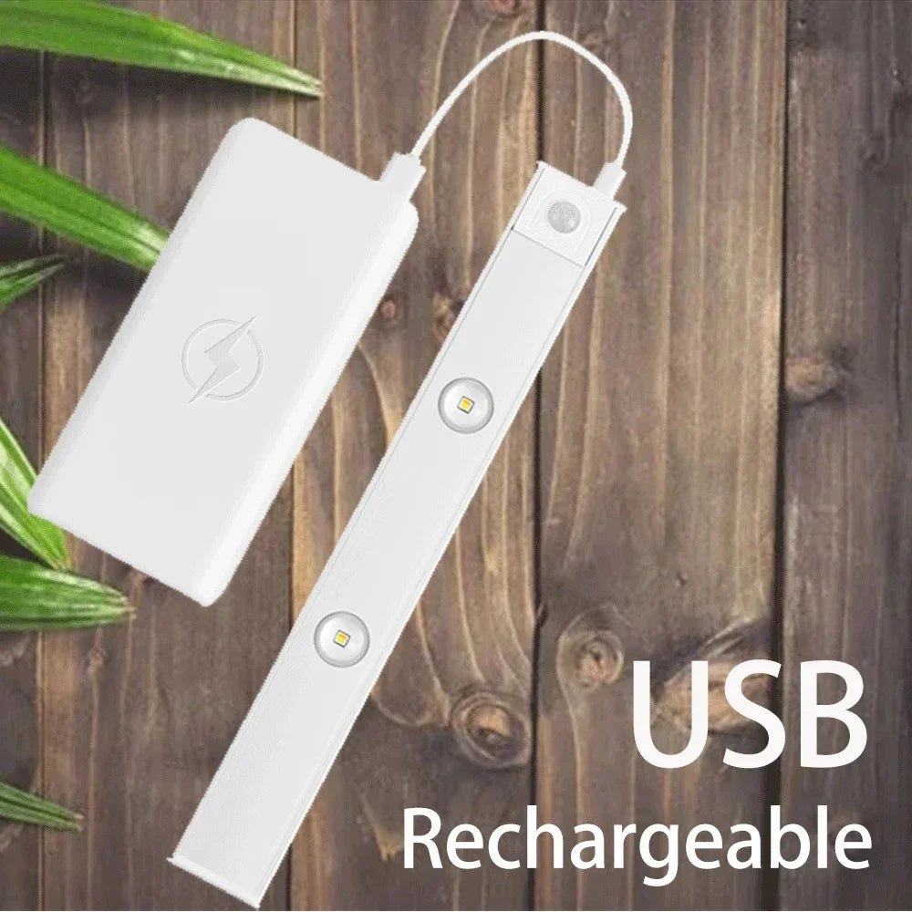 LED Cabinet Night Light Motion Sensor Wireless Under Cabinet Light Ultra Thin Rechargeable Closet Lamp Kitchen Bedroom Wardrobe Staircase Hallway Magnetic Stick On LED Bar Light USB Charging Indoor Lighting Home Decor Wholesale
