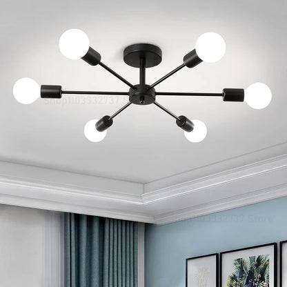 Modern Black Chandelier Restaurant Ceiling Light Iron E27 Pendant Lamp Living Room Dining Room Hanging Light Luxury Home Decor Industrial Nordic Ceiling Fixture Kitchen Cafe Hotel Villa Indoor Lighting Wholesale