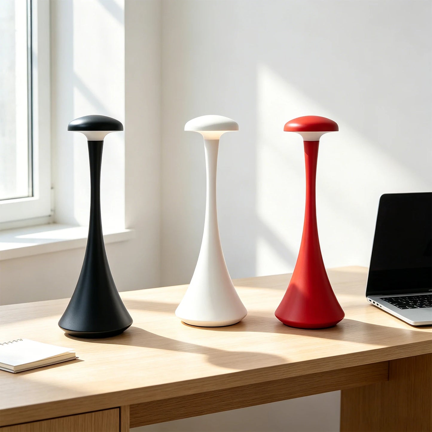 Mushroom Table Lamp Rechargeable Wireless Touch Lamp Creative Desk Lamp USB-C Desk Lamp Bedroom Atmosphere Light
