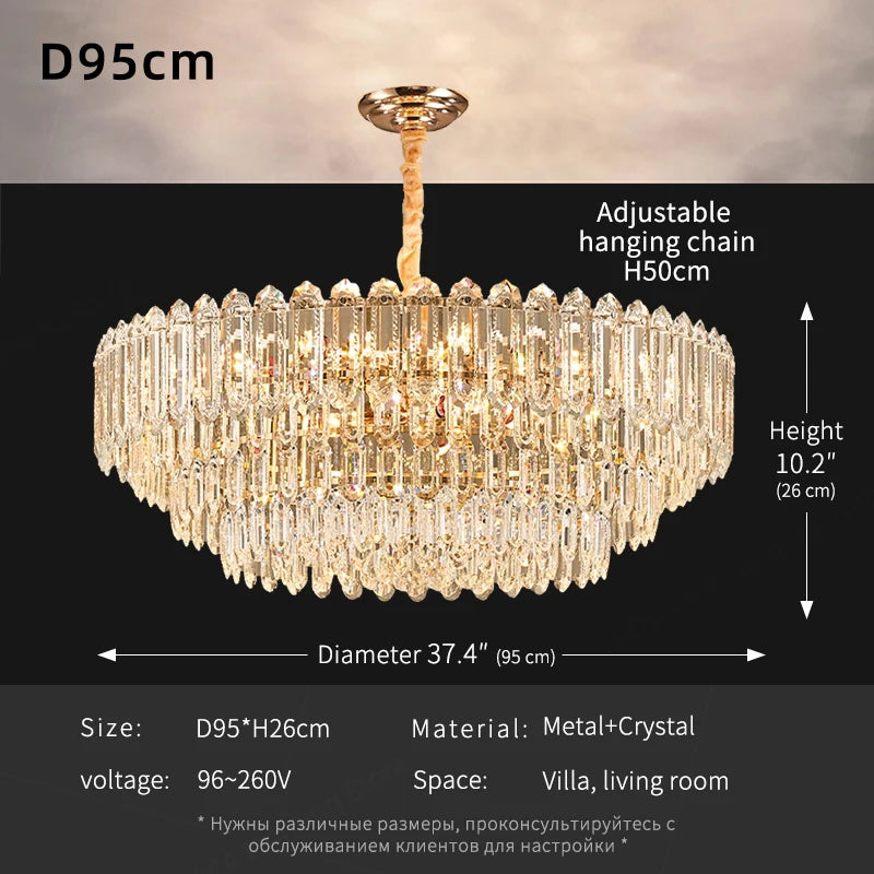 Modern LED Ceiling Hanging Lamp Luxury Circular Chandelier Pendant Light Living Room Dining Table Lighting Designer Crystal High Ceiling Lamp Indoor Home Decor Decorative Fixture Contemporary Minimalist Villa Hotel Lighting Wholesale