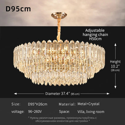 Modern LED Ceiling Hanging Lamp Luxury Circular Chandelier Pendant Light Living Room Dining Table Lighting Designer Crystal High Ceiling Lamp Indoor Home Decor Decorative Fixture Contemporary Minimalist Villa Hotel Lighting Wholesale