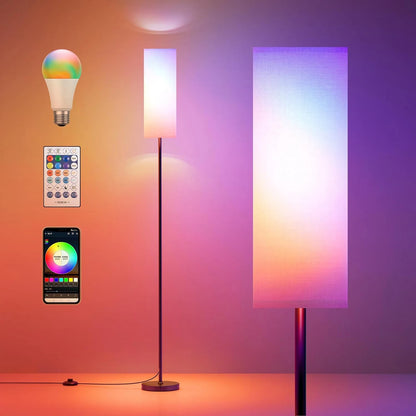 US Modern RGB Floor Lamp Tall Standing LED Light Bedroom Living Room Study Room Lamp Corner Lamp Decorative Home Lighting Smart Color Changing Floor Light Ambient Mood Lamp Remote Control Minimalist Luxury Indoor Decoration Office Reading Lamp Wholesale