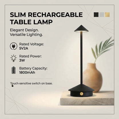 3-Color Dimmable Table Lamp LED Desk Light Touch Control Night Lamp Bedroom Bedside Lamp Rechargeable Reading Light Modern Minimalist Home Decor Ambient Lighting Office Study Room Lamp Portable Indoor Lighting Gift Wholesale