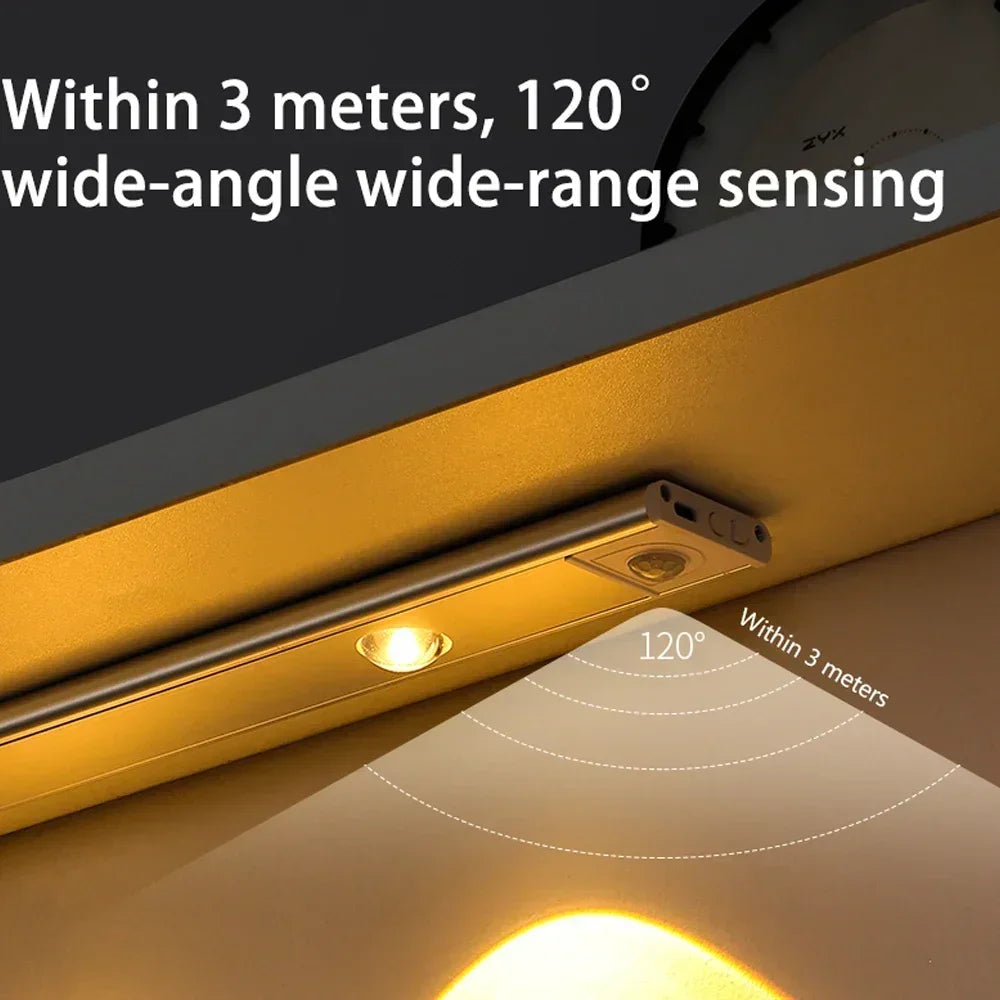 LED Cabinet Night Light Motion Sensor Wireless Under Cabinet Light Ultra Thin Rechargeable Closet Lamp Kitchen Bedroom Wardrobe Staircase Hallway Magnetic Stick On LED Bar Light USB Charging Indoor Lighting Home Decor Wholesale