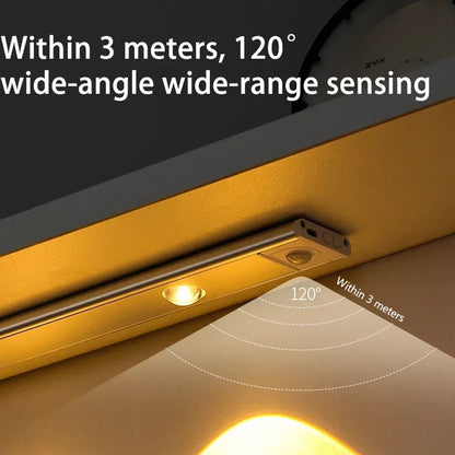 LED Cabinet Night Light Motion Sensor Wireless Under Cabinet Light Ultra Thin Rechargeable Closet Lamp Kitchen Bedroom Wardrobe Staircase Hallway Magnetic Stick On LED Bar Light USB Charging Indoor Lighting Home Decor Wholesale