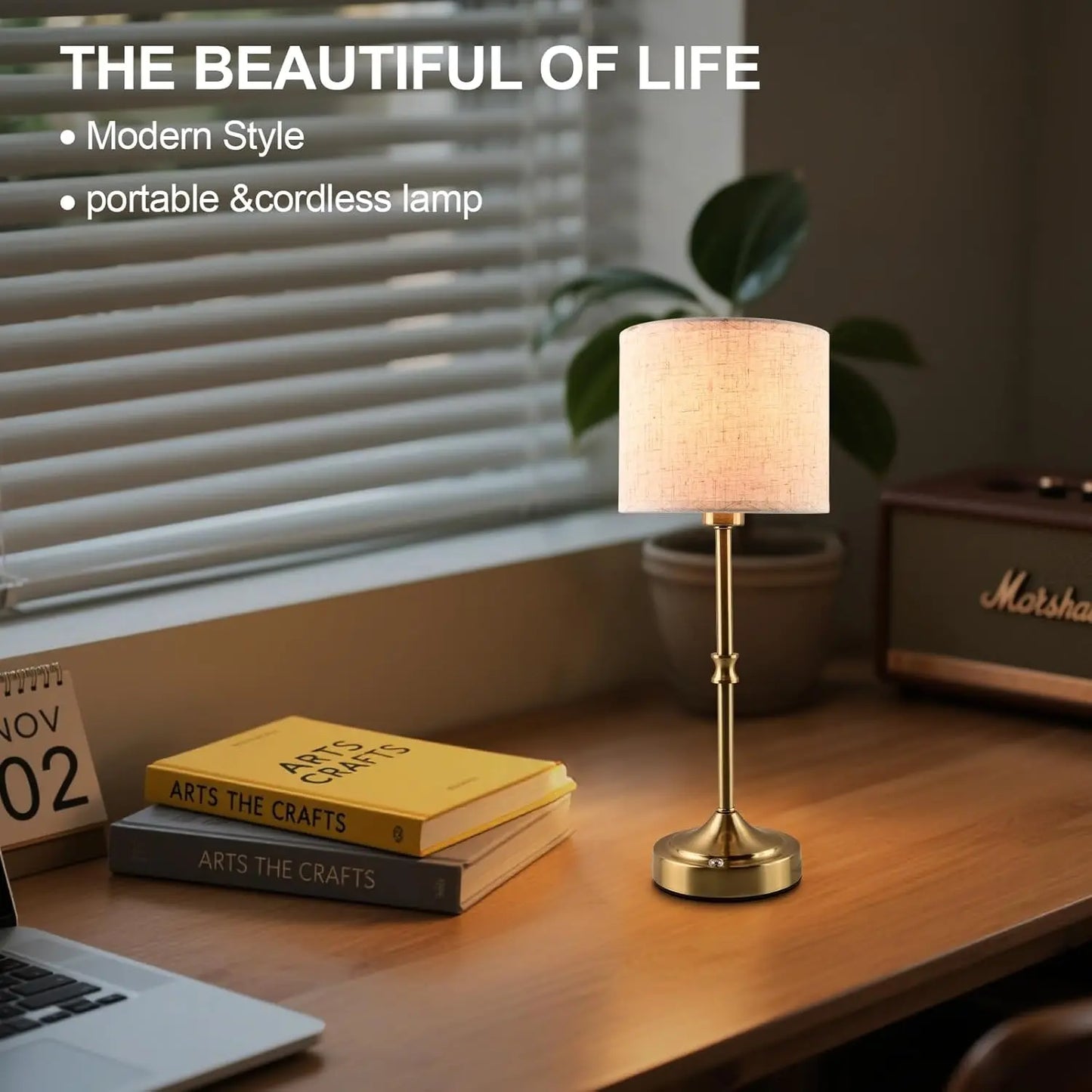 Cordless Table Lamp Rechargeable Battery LED Lamp 3 Level Dimmable Fabric Touch Bedside Light Bedroom Living Room Desk Nightstand Lamp Wireless Portable Reading Light Home Decor Ambient Lighting Modern Minimalist Indoor Lamp Wholesale