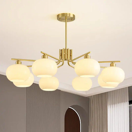Modern Cream Glass Globe Chandelier Nordic Pendant Lamp Spherical Ceiling Light Living Room Dining Room Bedroom Home Decor Lighting Luxury Hanging Lamp Minimalist Style LED Fixture Contemporary Interior Decoration Villa Hotel Lighting Wholesale